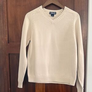 Lands' End Off-White Knit Sweater.  100% cotton.  Cabincore